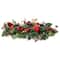 30" Green Pine Triple Candle Holder With Bows & Plaid Christmas Ornaments